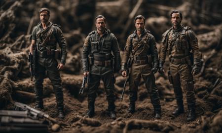 photo AscendentSoldiers style a couple of action figures standing next to each other, 8k, cinematic, detail