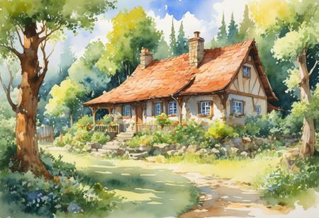 (summer, shadows and brush effects:1.05), (Monet:.75), line art, (watercolor wash:1.25), oil paint on canvas,

(landscape of a lightly forested area surrounding a beautiful anime and secret of mana inspired inn, ((englisg cottage style)), rustic, beautiful, cozy,

natural lighting, pen_realism, velvet_rust,  
