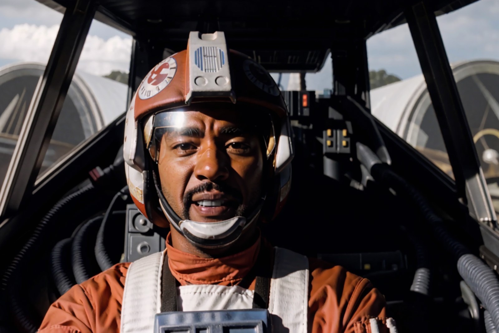cockpit view,man in rebel pilot suit<lora:RPSV3:0.8>