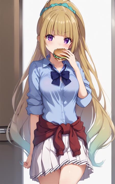 dokaguiburger eating gurger, holdinf burger