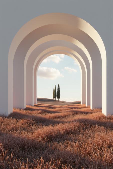 Flux.1_Surreal Geometry · Spatial Construction · Minimalist Color Structure v1.0