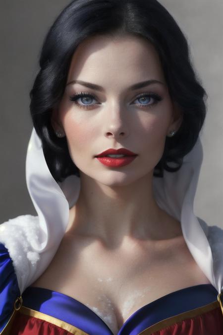 (Snow White cosplay), (hyperdetailed:1.2) close portrait photo of JaimeX (as Disney's Snow White:1.2), bobbed black hair, pale skin, long blue dress, (detailed realistic skin textures:1.3), (detailed face and eyes:1.2), (vivid colors:1.2), 8k, soft lighting, (red lips), (Disney), (hyperrealistic:1.3), (masterpiece:1.4), (best quality:1.5),