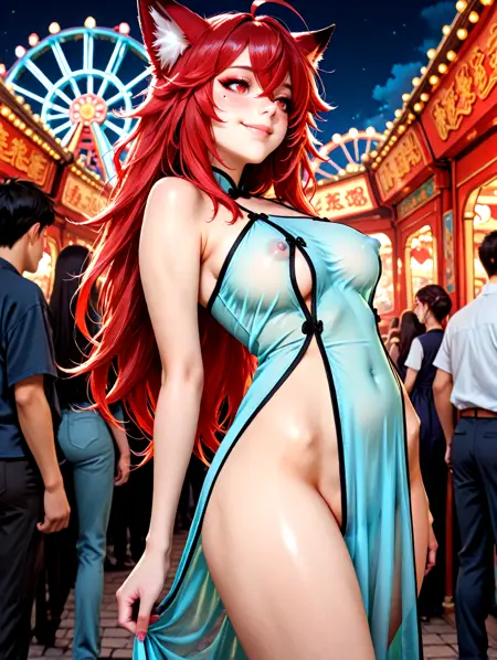 双开叉透明旗袍(cosplay)(情趣制服)-double-split transparent cheongsam(cosplay) (erotic costume)