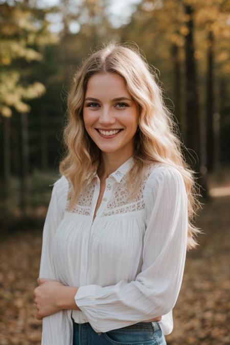 <lora:ATKKatja:0.8>, full color portrait of a Nordic woman, wearing a blouse, shy smile, natural light, RAW photo, subject, 8k uhd, dslr, soft lighting, high quality, film grain, Fujifilm XT3