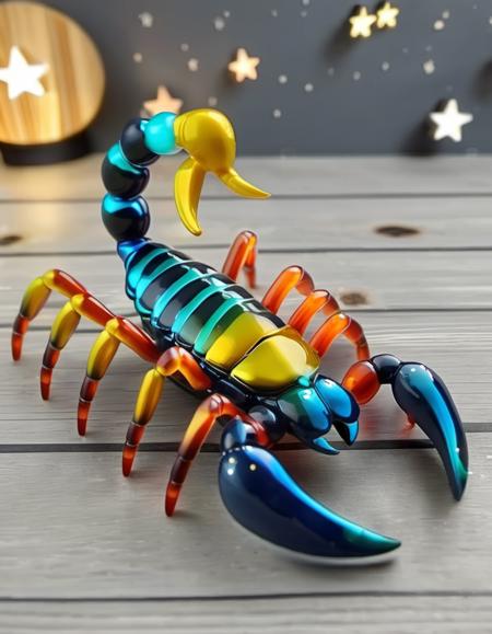 (Realistic:1.5) EdobScorpion, female pov, glowing, taur, wood, multiple boys, starry sky, cockpit, bug, smile, striped background, grey background,  <lora:EdobScorpionArtistic_XL_v1.0:0.8>