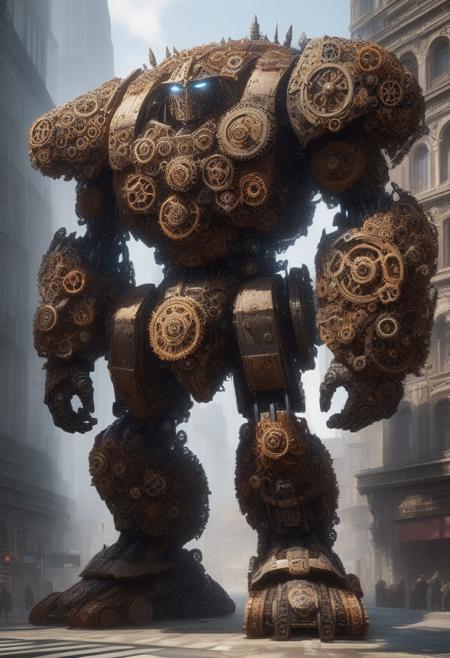(rating :safe), (rating:pg),high quality,masterpiece,high quality,masterpiece,absurd resolution,amazing aesthetic,hyper detail ,sword,shield,golem,colossus,made of gears, <lora:gearstyle:0.9>