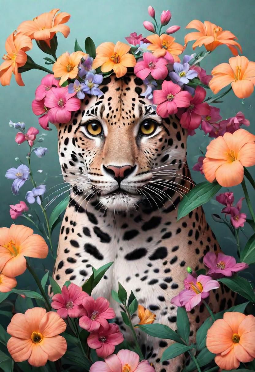 Panther with flowers