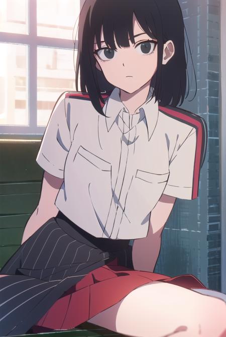 lingqiao, <lyco:lingqiao-LYCORIStest:1>, 
ling qiao, bangs, black hair, medium hair, (black eyes:1.5),
BREAK skirt, shirt, white shirt, short sleeves, collared shirt, black footwear, red skirt, sandals, pocket, long skirt, shirt tucked in, breast pocket,
BREAK looking at viewer,
BREAK outdoors, city,
BREAK <lora:GoodHands-vanilla:1>, (masterpiece:1.2), best quality, high resolution, unity 8k wallpaper, (illustration:0.8), (beautiful detailed eyes:1.6), extremely detailed face, perfect lighting, extremely detailed CG, (perfect hands, perfect anatomy),