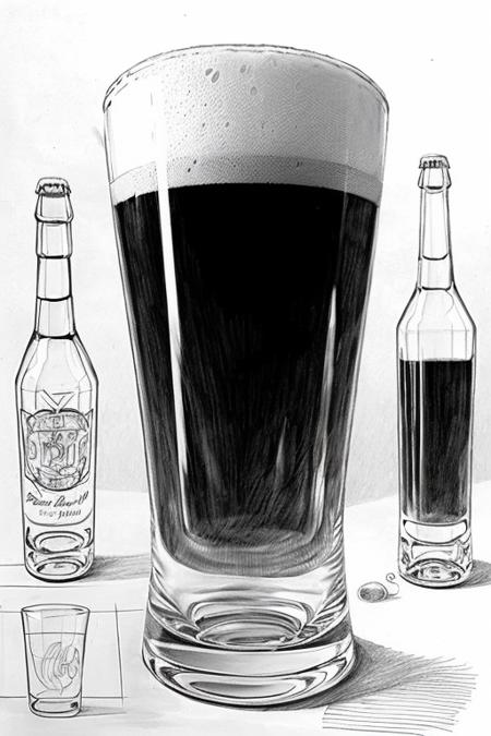 <lora:Drawing_Lesson:1> drawing lesson of beer glass