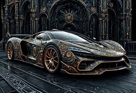 Finely detailed vector illustration, hypercar, steampunk, ultra realistic quality, interwoven pattern, black background, hyperdetailed, intricately detailed,  monochromatic colors,fantastical,intricate detail,splash screen,complementary colors, fantasy concept art, 8k resolution, masterpiece, digital artwork