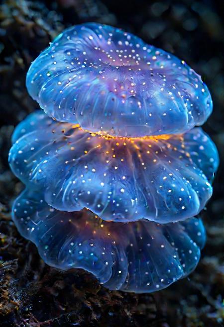 Ultrarealistic. burger made of bioluminescent organisms