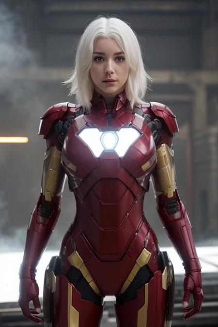 (((Suit design generate))), (masterpiece:1.2), (best quality:1.2), cinematic lighting, full hot body model, (((glowing nipples))), (iron heart suit), (iron man helmet), (blue metal suit), (red lace lingerie), pretty face, best quality, 8k resolution, belly muscle, big boobs, open chest, chest electric arc furnace, fire, skin texture, (((white hair))), (Lightting-shadow), focus on face, fired movie background, (((high quality machine detail))), (((((very good result))))), (((fighting action))), half-naked,