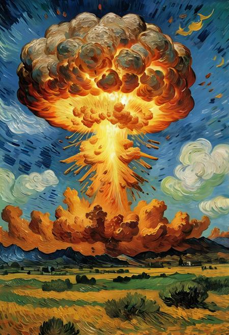 atom bomb explosion by van gogh