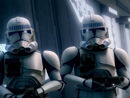 (multiple clone troopers on patrol, , detailed armor and helmet, holding guns, aming, inside a star ship, star wars, interacting with each other,:1.3)
(full shot:1.3), (long shot:1.2), (wide shot:1.3), (photo essay:1.4), X1.5, (Extreme Wide Shot:1.4),
((best quality)), ((masterpiece)), (detailed), stunning gradient colors, no watermark signature, detailed background, insanely detailed, , ((masterpiece)), absurdres, HDR, ,,  <lora:clonesV1:1>