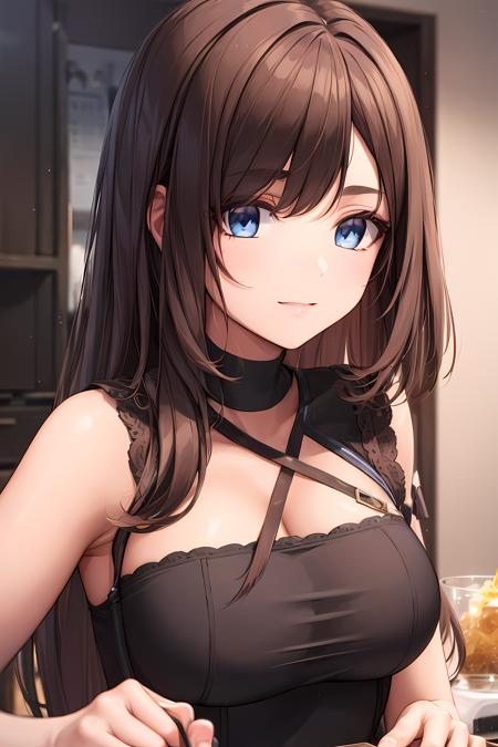 (masterpiece:1.2, best quality), (finely detailed beautiful eyes: 1.2),sorastyle,  (extremely detailed CG unity 8k wallpaper, masterpiece, best quality, ultra-detailed),  1girl , brown hair,  long hair, casual clothes, High contrast, (best illumination, an extremely delicate and beautiful), looking at viewer,beautiful detailed glow, (beautiful detailed face, beautiful detailed eyes)