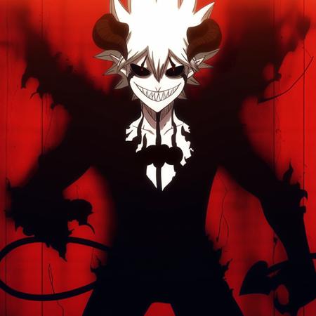 Silhouette, male focus, demon horns, pointy ears, wings, black sclera,1boy, demon tail, red eyes