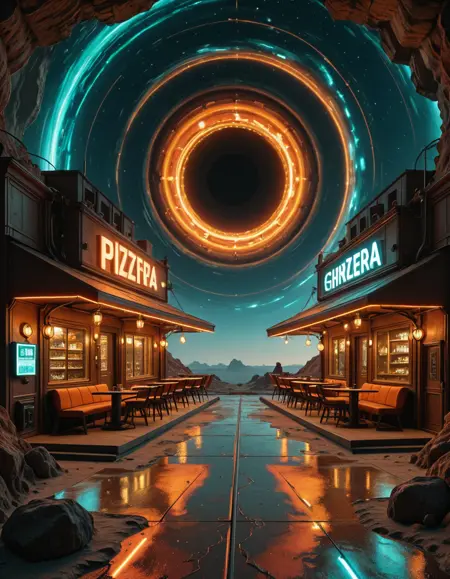 futuristic pizzeria illu