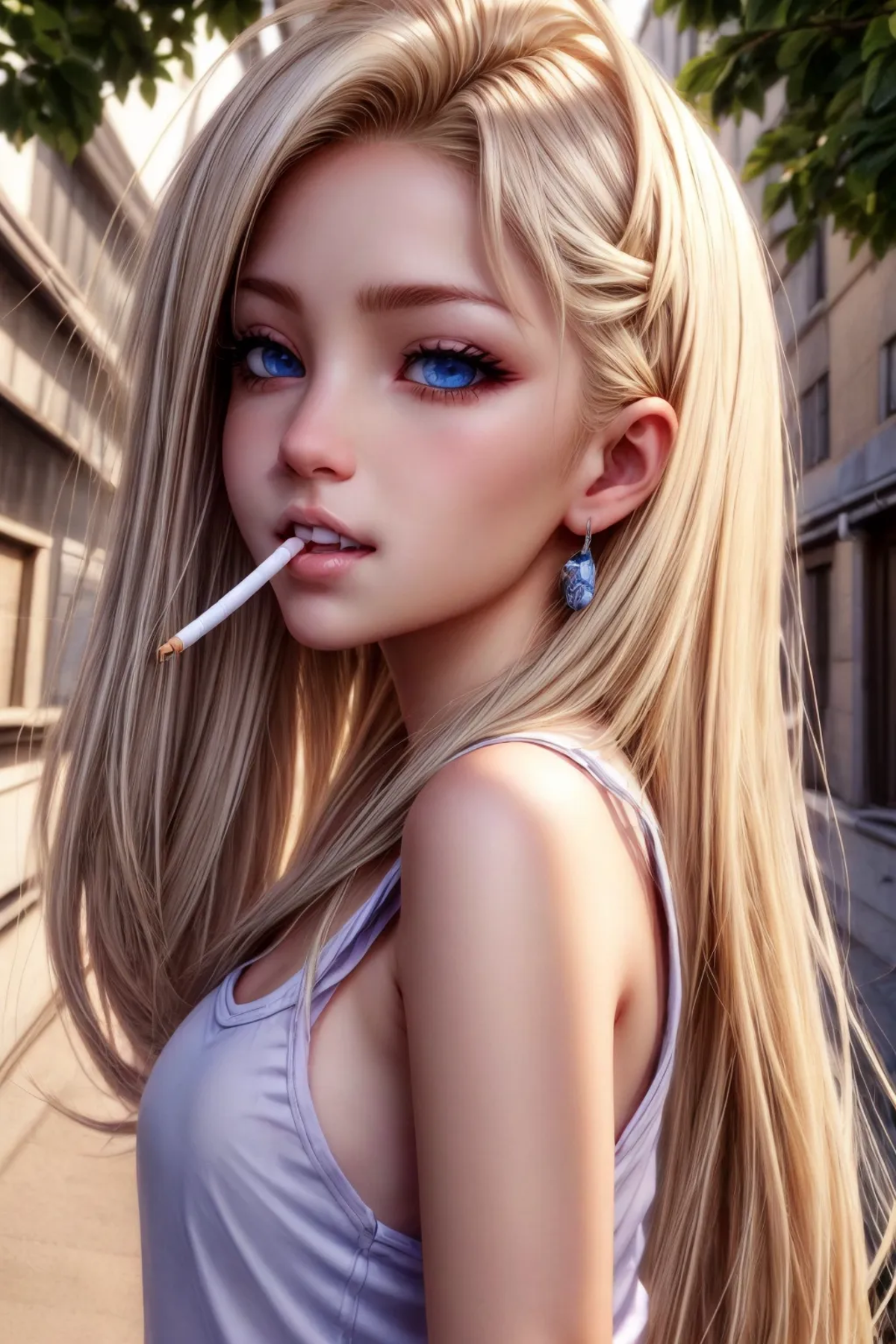 Cigarette in mouth. image by slime77744784