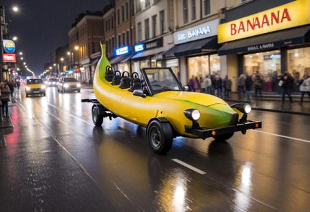 big banana car, 4 wheels, 4 seats