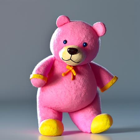 masterpiece,best quality,
Clay,clay texture,polymer clay,ultra light clay,Q edition,cartoon,full body,no humans,solo,pink bear,simple background,gradient background,personify,stand,