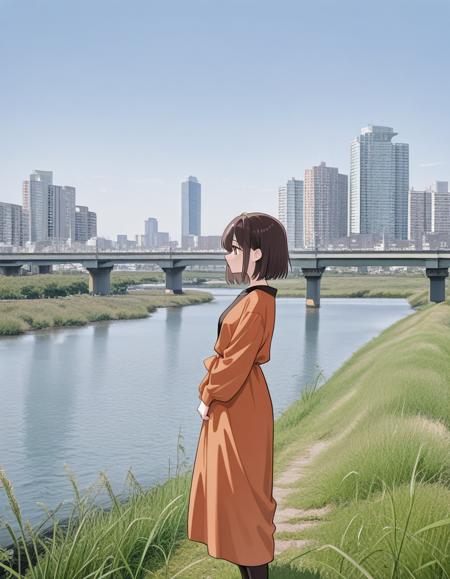 日本の堤防沿い 、河川敷 、土手道 \ Riverside scenery in Japan , Riverbanks , causeways v2.0