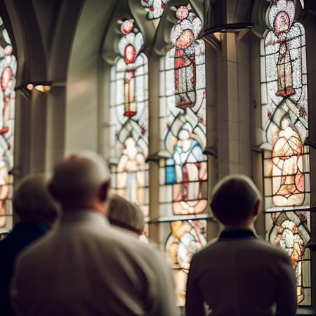 crowd praying in church, intricate detailed window in the background, modelshoot style, dreamlikeart, dramatic lighting. 8k, highly detailed, trending artstation,
art by SEL-FOC