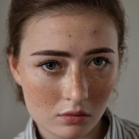 cinematic film still of  <lora:volumetric lighting:1> volumetric lighting style
Closeup,a woman with freckles on her face and a striped shirt,1girl,solo,looking at viewer,brown eyes,parted lips,teeth,striped,blurry,lips,eyelashes,portrait,close-up,freckles,realistic,nose, shallow depth of field, vignette, highly detailed, high budget, bokeh, cinemascope, moody, epic, gorgeous, film grain, grainy
