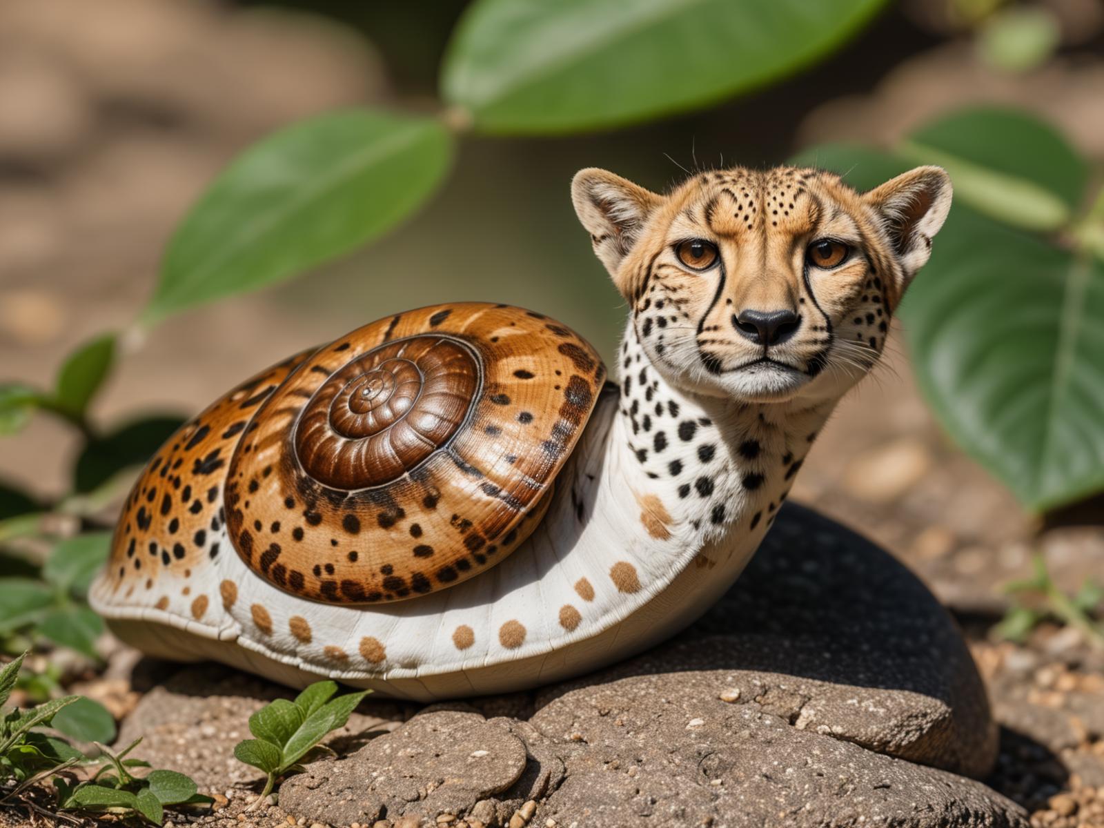 A Leopard Tortoise with a Snail Shell on its Back.