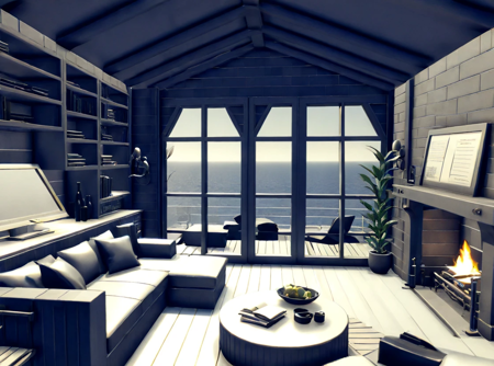 Interior Designs Collection - 25 Assets [XL] 11 Monochrome Study Room