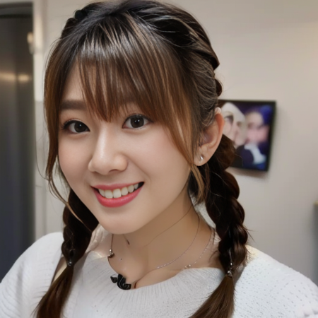 erica,tvb,kawaii, instagram, artist, 8k,
photorealistic,  double braid, long hair, best quality,  depth of field, detailed face, face focus, shiny skin,   blurry background, slim body,  close up, front view, looking at viewer, laugh