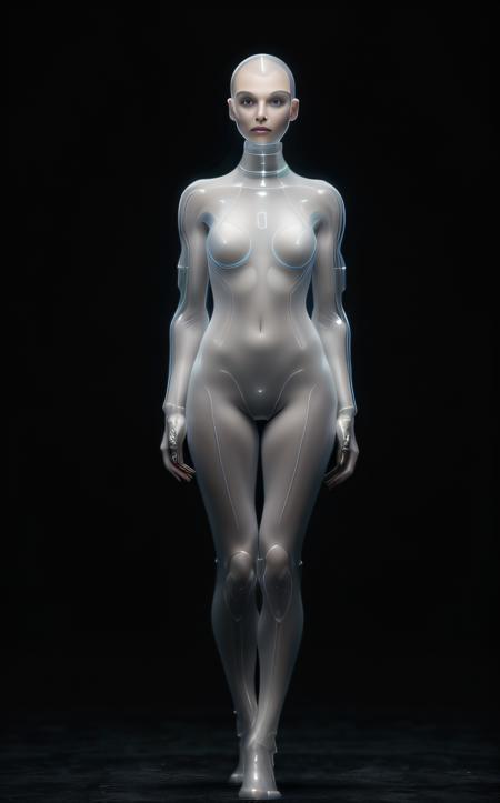 Techwear fashion Create a spectral woman with a (translucent appearance:1.3), Her form is barely tangible, with a soft glow emanating from her gentle contours, The surroundings subtly distort through her ethereal presence, casting a dreamlike ambiance  <lora:epi_noiseoffset2:1> . Futuristic, cyberpunk, urban, tactical, sleek, dark, highly detailed
