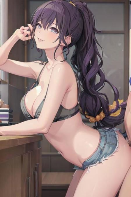 NSFW, soft light, amafuyu, 1girl, solo, Mafuyu asahina, long hair, looking at viewer, smile, hair ornament, hair between eyes, purple eyes, collarbone, ponytail, purple hair, wavy hair, high ponytail, hair scrunchie, angry, <lora:AsahinaMafuyu-10:0.7>,
BREAK  1boy, sex, sex, doggystyle, sidedoggystyle, sideview,
BREAKbreasts, big breasts, shorts, short shorts, extremely short shorts, butt, cropped, short cropped, sexy shorts, sexy cropped,
BREAK room, bed,
BREAK (masterpiece1.5), best quality, high resolution, unity 8k wallpaper, (illustration1.0), (beautiful detailed eyes1.5), extremely detailed face, perfect lighting, extremely detailed CG, datailed hair, extremely detailed hair, official art, (perfect hands, perfect anatomy), (1girl, solo1.5), beautiful, (masterpiece:2), (best quality:1.4)