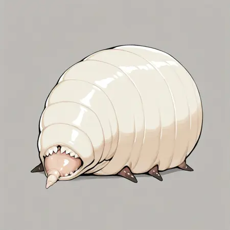 white worm has tongue /舌のある白い芋虫 knmp_008