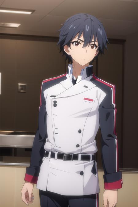 ichikaorimura, <lora:ichika orimura s2-lora-nochekaiser:1>,
ichika orimura, black hair, male focus, (brown eyes:1.3), mature male,
BREAK school uniform, belt, pants, uniform, military, military uniform,
BREAK indoors, classroom,
BREAK looking at viewer, (cowboy shot:1.5),
BREAK <lyco:GoodHands-beta2:1>, (masterpiece:1.2), best quality, high resolution, unity 8k wallpaper, (illustration:0.8), (beautiful detailed eyes:1.6), extremely detailed face, perfect lighting, extremely detailed CG, (perfect hands, perfect anatomy),