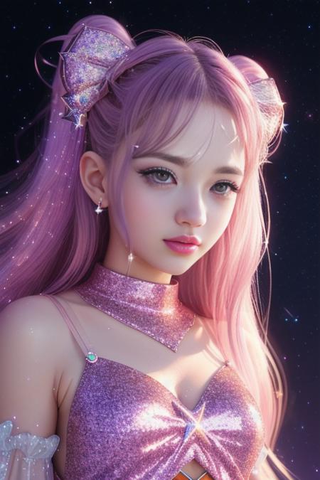 wide angle,(parted lips) , MissAlice, ((magical girl)), ((gorgeous starry sky background)),((cinematic lighting)), dynamic angle, floating, finely detailed, (glitter:1.2), (sparkle:1.2), (shine:1.2), classic,(solo), beautiful detailed face, (cute face:1.3), colorful hair, (long hair:1.2), (floating hair:1.2), (magical girl outfit), detailed outfit, (sparkling wand:1.3), (magical effects:1.3), (flowing skirt:1.2), (cute boots:1.1), (transparent fabric:1.1), (twinkle:1.2), (glow:1.2), (radiance:1.2), (flicker:1.2), (dazzle:1.2),(Oil highlights),[wet with oil:0.3],reflection,symmetrical,,
looking away, photo referenced,best quality, ultra high res, (photorealistic:1.4),  (detailed face and eyes),<lora:MissAlice:1.0>