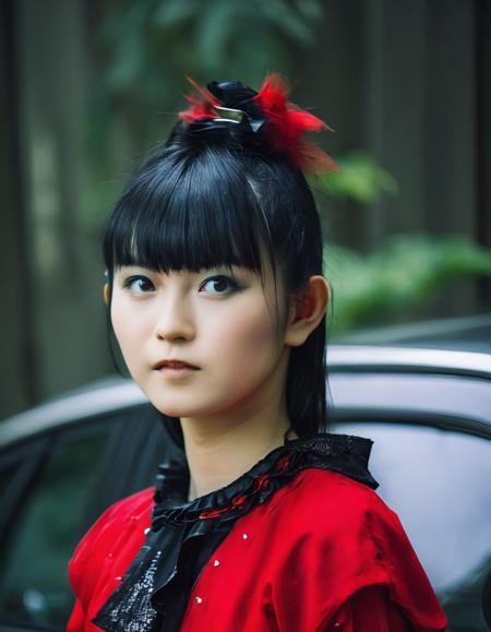 realistic, photorealistic, detailed, beautiful, RAW photo, film grain, (natural lighting :1.2), japanese, 1girl, raw photo, photo background, black hair, s0zukav2, red outfit, face focus, portrait,<lora:s0zukav2:1>, suzuka nakamoto, big eyes, asian, 20 years old woman