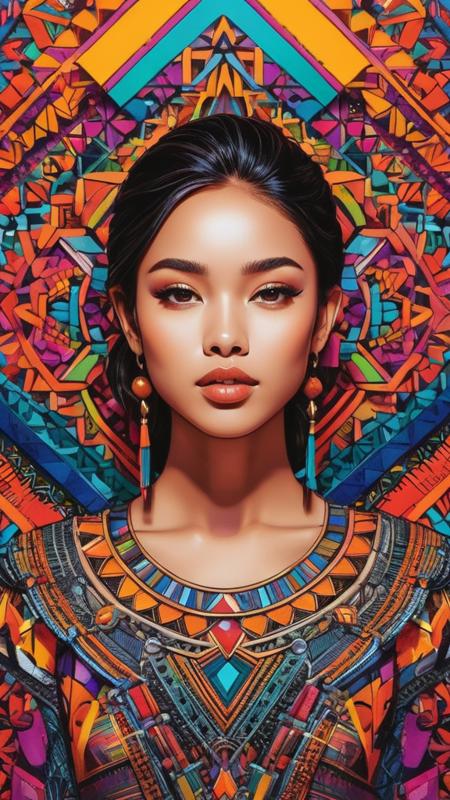 Random artwork, single person, intricate background, colorful