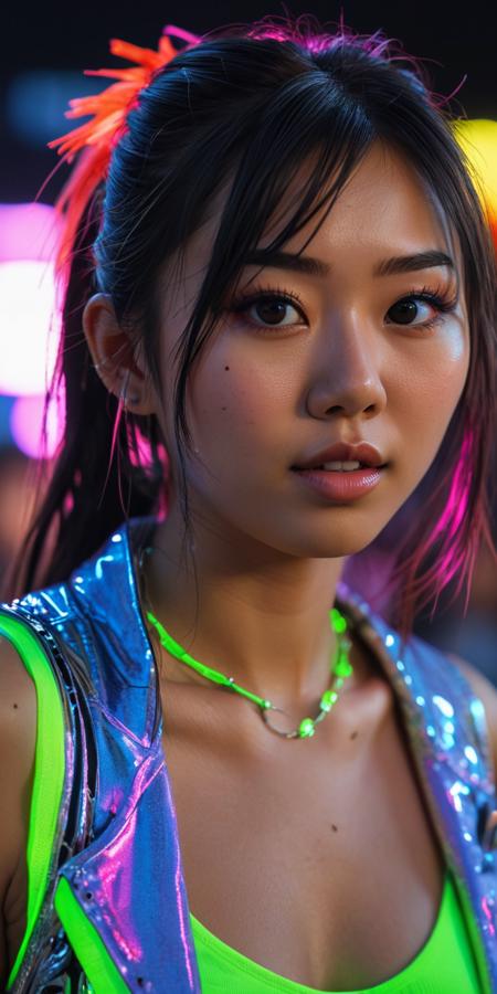 intricate detail, photorealism, 8k uhd, dslr, soft lighting, high quality, film grain,
looking at viewer,(fully body:1.2),
(cute:1.1) asian raver woman in a neon lit rave at night, (adorable:1.1), (wild:1.1), (slender:1.1)