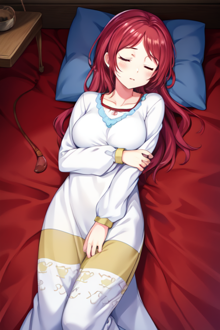 karin, 1girl, solo, sleeping, nightgown