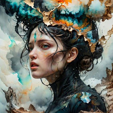 the attempt to awaken hidden mysterious energy by Conrad Roset, Brandon Kidwell, Andreas Lie, Dan Mountford, Agnes Cecile, Jeremy Mann, oil and ink canvas, fine art, super dramatic light, amazing depth, hyperdetailed, iridescent water, misty clouds with intense electric energy, masterwork by head of prompt engineering <lora:add-detail-xl:1.3>  <lora:hyperkraximalism:0.25>