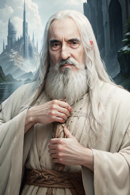 Christopher Lee as (Saruman), (high detailed skin:1.2), 8k uhd, dslr, soft lighting, high quality, film grain, Fujifilm XT3 <lora:Christopher Lee:0.7>