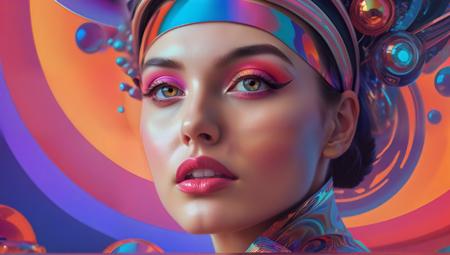 scifi, vivid abstract photo illustration of female psychedelic creative artwork, in the style of realistic hyper-detailed portraits, 8k resolution, colorful futurism, magical realism, redshift, vibrant realism, energy-filled illustrations <lora:epi_noiseoffset2:1> <lora:090401:1>