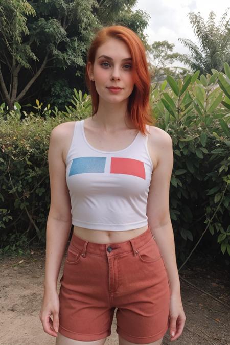 <lora:EvyDodl-000001:0.8> sweaty, cute girl, photograph, evydodl, 1girl, redhair, (slender body), (wearing makeup), (sport clothe), ((half-length portrait)), standing pose, outdoors, detailed skin, perfect composition, High Detail, absurdres, perfect lighting.<lora:lcm-lora-sdv1-5:1.0><lora:lcm-lora-sdv1-5:1.0>