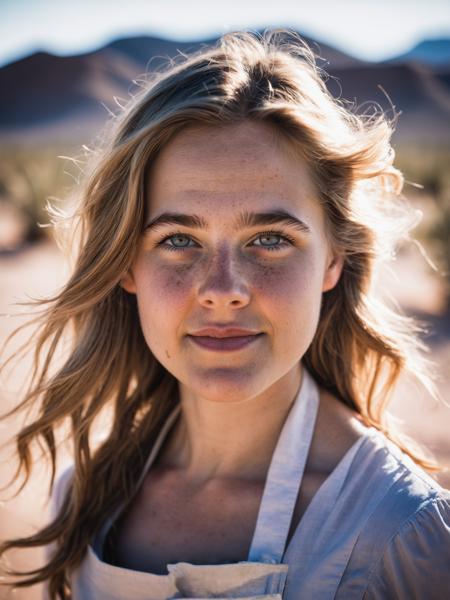 professional photograph of a (pretty:1.5), young, (attractive:1.5) 25 year old (Willa Fitzgerald:1.0) with long hair as a short order cook in a desert, <lora:DetailedEyes_V3:0.8> (pores:0.5) (freckles:0.2) (matte skin:1.2), dramatic lighting, (cinematic, film grain:1.1), DSLR, Fujifilm XT3