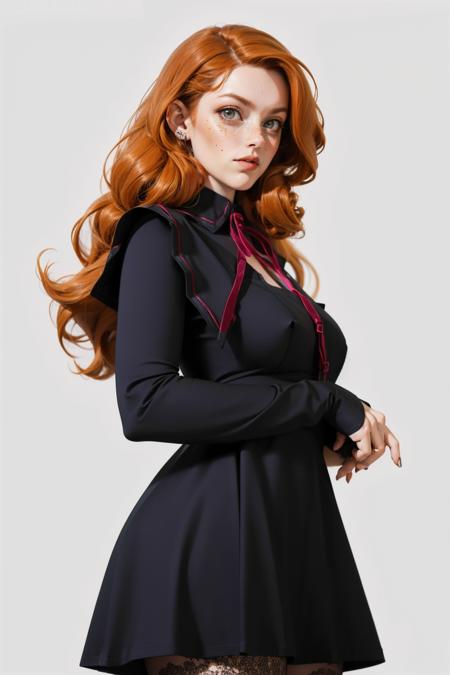 b4tw1ng, long sleeves, black dress, neck ribbon,