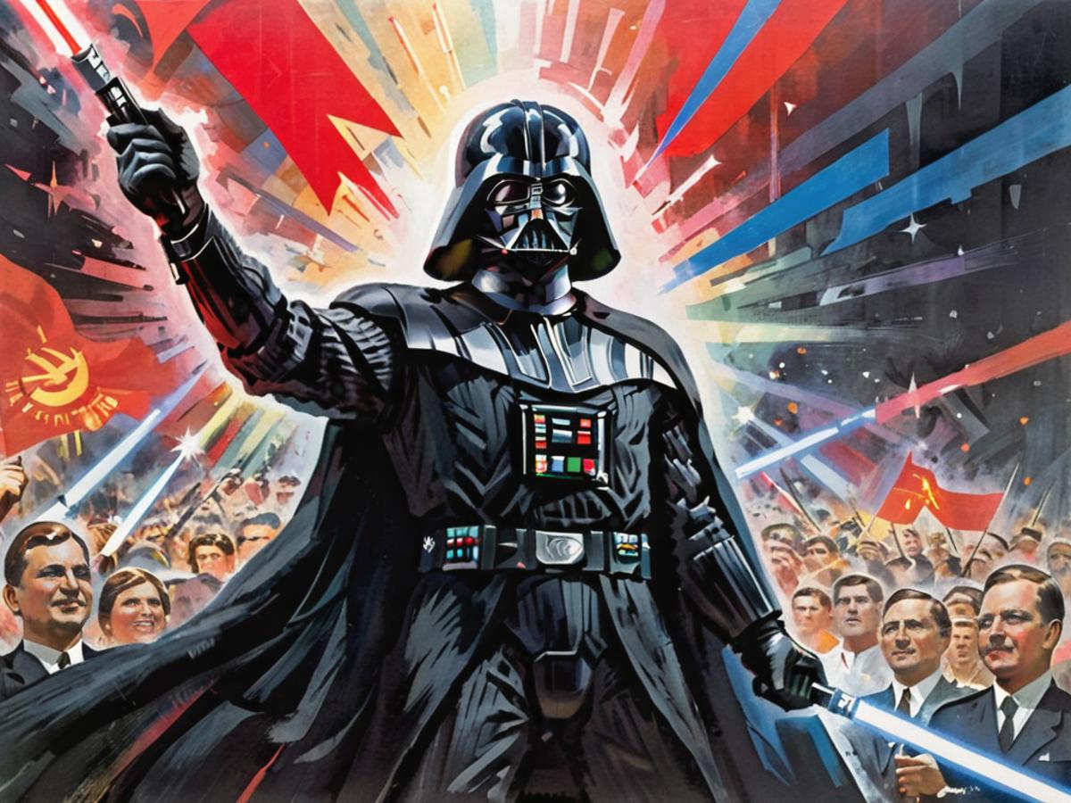 Darth Vader Poster with People in Background - Artwork by Paul Smith