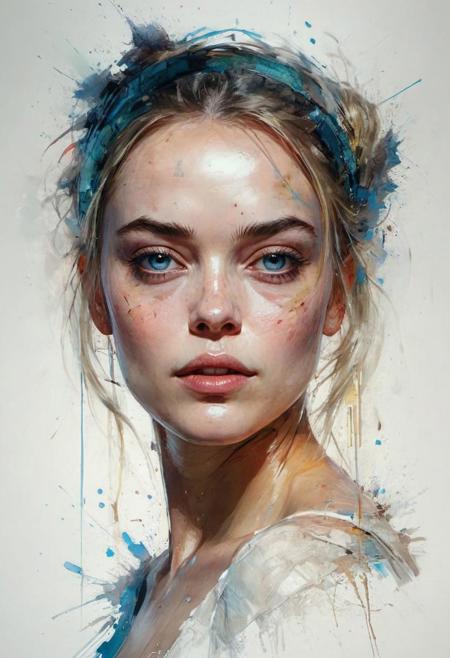 Margot Robbie, abstract beauty, centered, looking at the camera, approaching perfection, dynamic, moonlight, highly detailed, digital painting, artstation, concept art, smooth, sharp focus, illustration, art by Carne Griffiths and Wadim Kashin