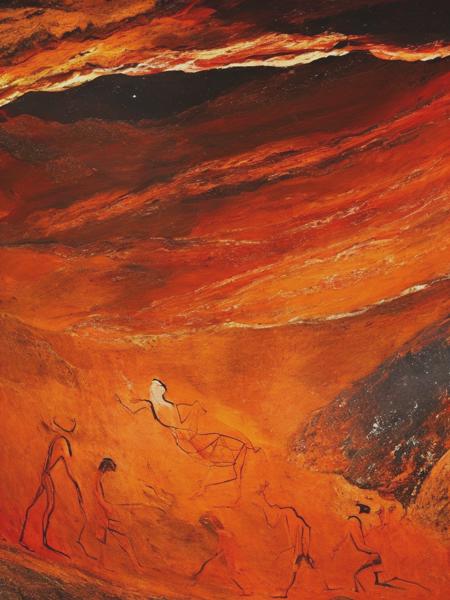 <lyco:Lascaux:1.0> 2d illustrated ancient cave paintings lyrical abstraction confusion