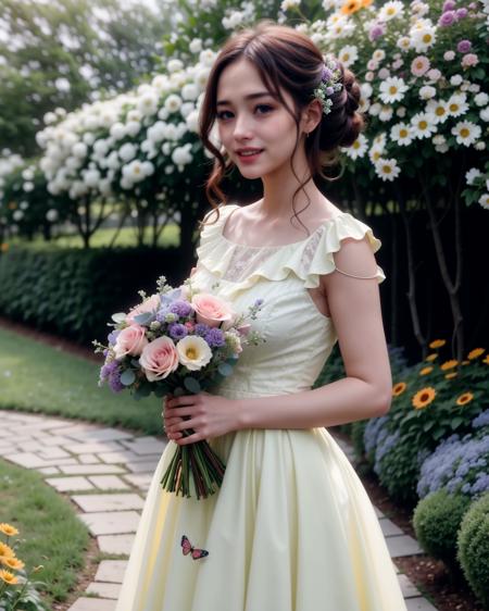 professional photograph
A woman standing in a garden, surrounded by flowers and butterflies, smiling at the camera while holding a bouquet of fresh blooms.
<lora:add_detail(realistic):1>
((video grainyfilm)), natural cinematic lighting, ((professional photo highly defined))
realistic, best quality, photo-realistic
8k, best quality, masterpiece, realistic, photo-realistic
<lora:add_sharpness:-5>