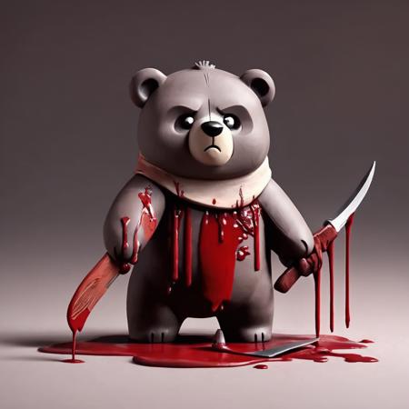 A bear with blood, dark scene, creppy, killer, assassin
,Clay Animation, Clay, <lora:ClayAnimationPash:1>